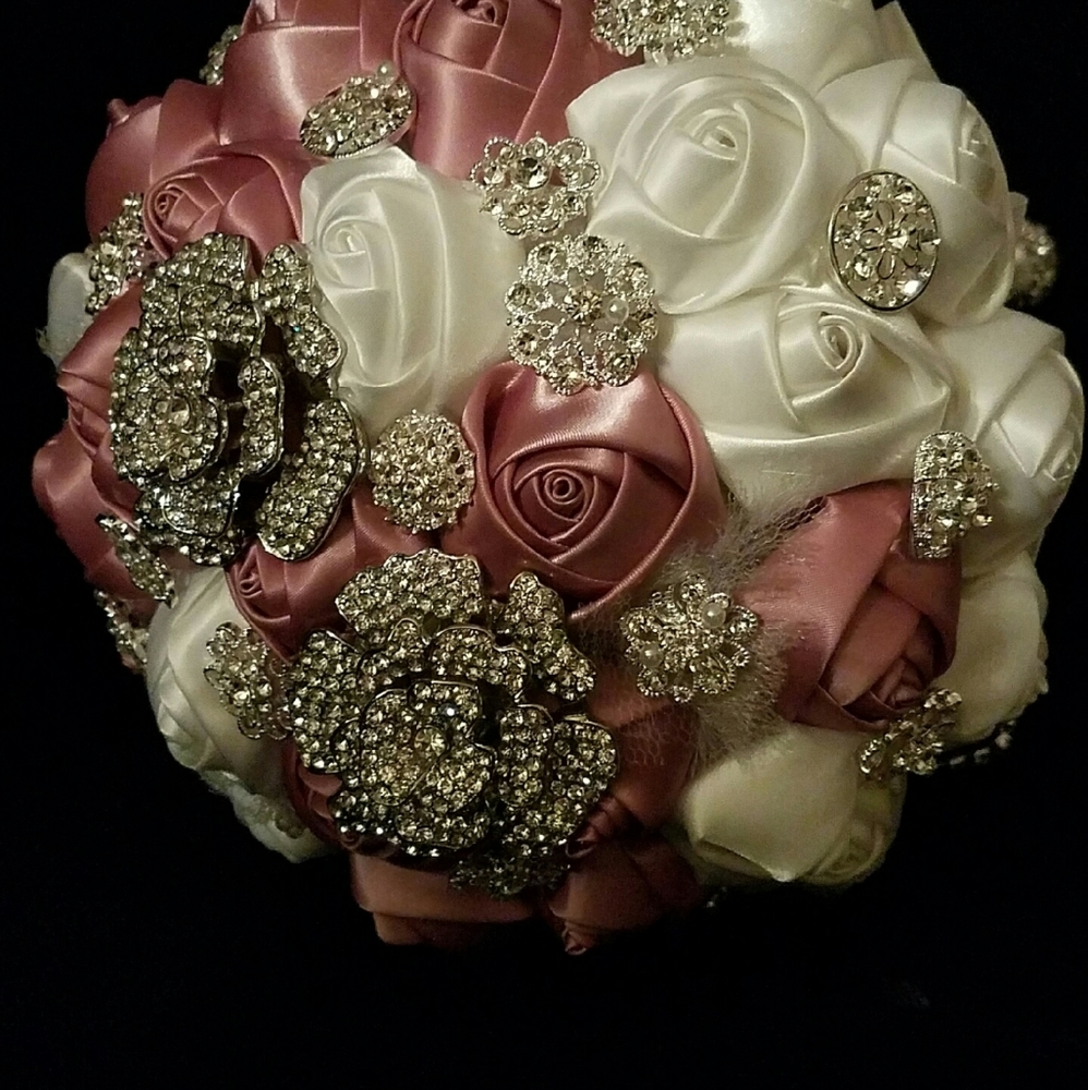 Custom crystal bouquet with silk flowers